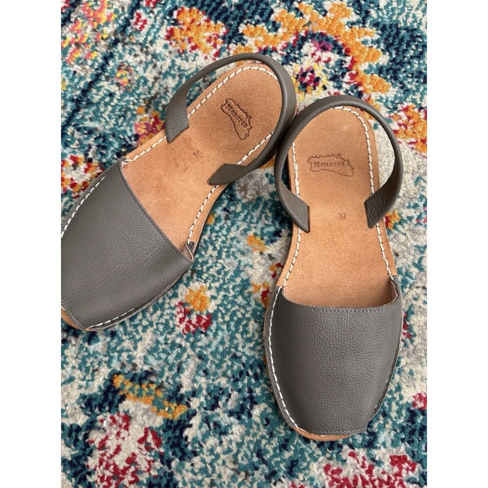 Pons Menorca Sandals Gray Avarca Leather Made In Spain Classic Size 39 - Picture 2 of 4